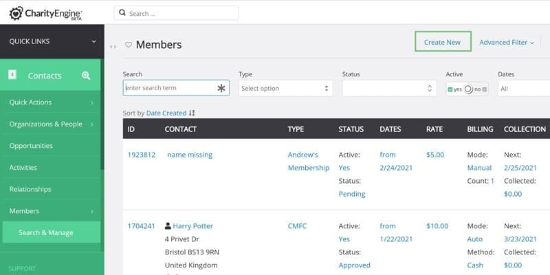 membership management screenshot