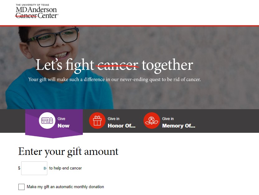 MD Anderson donate page