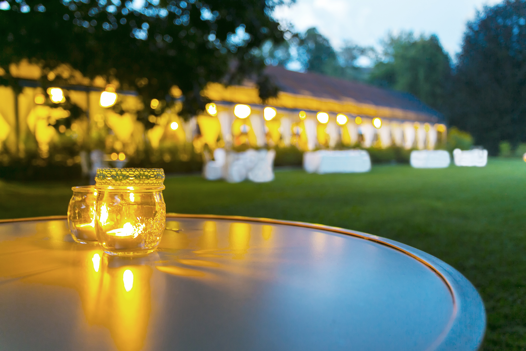 outdoor table setting at wedding reception