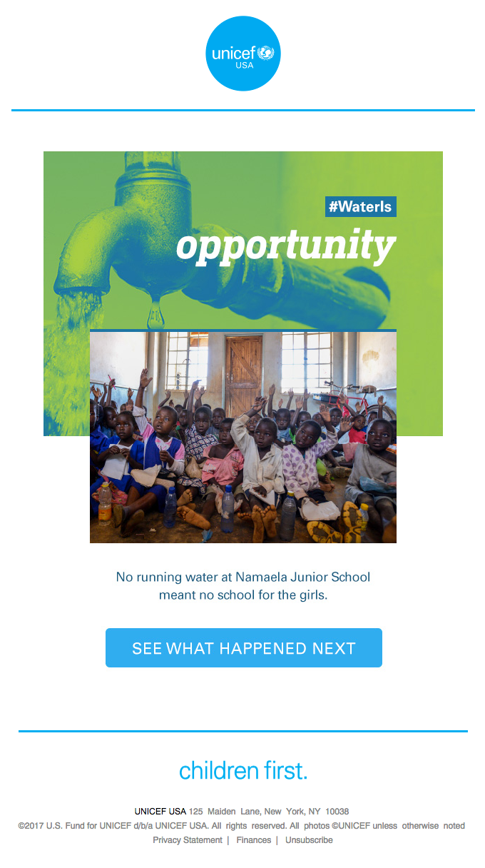 UNICEF email example